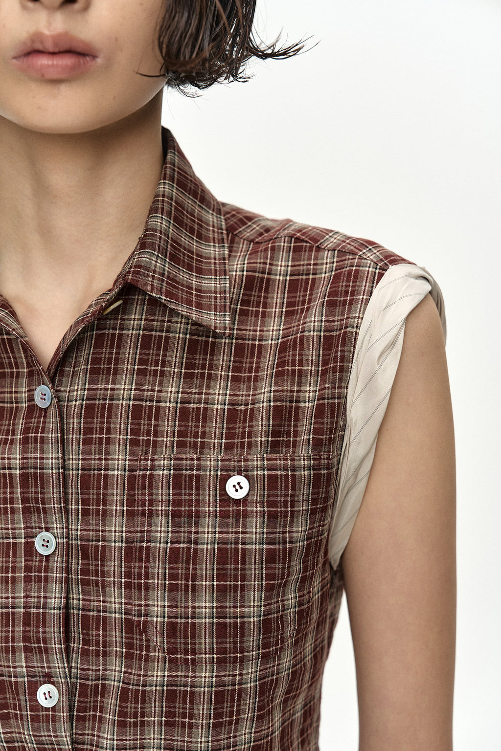 Andersson Bell - [Pre-Order – Ships June 8] Check Sleeveless Shirt (Brown) product image 7 | TRAB K-Fashion Australia