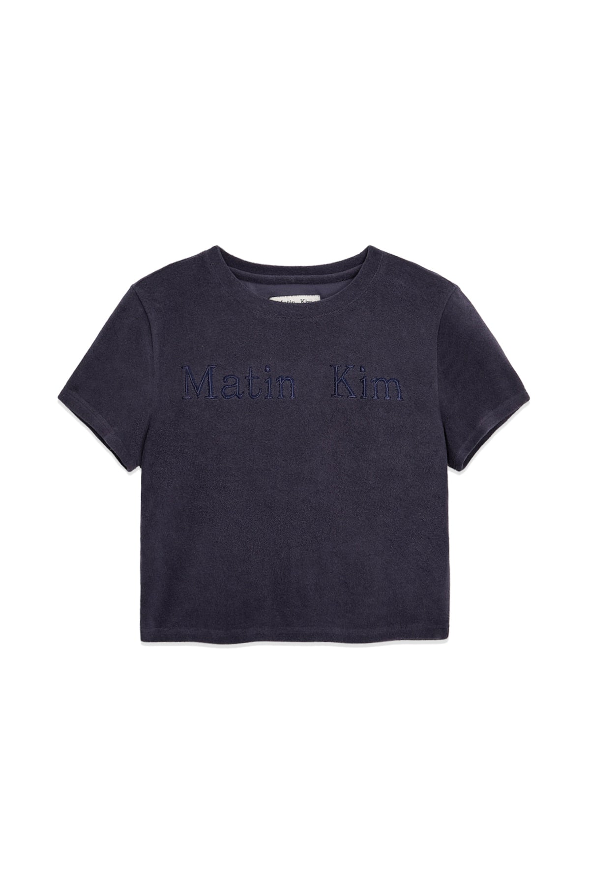 Matin Kim - Logo Point Terry Crop Top (Navy) product image 1 | TRAB K-Fashion Australia