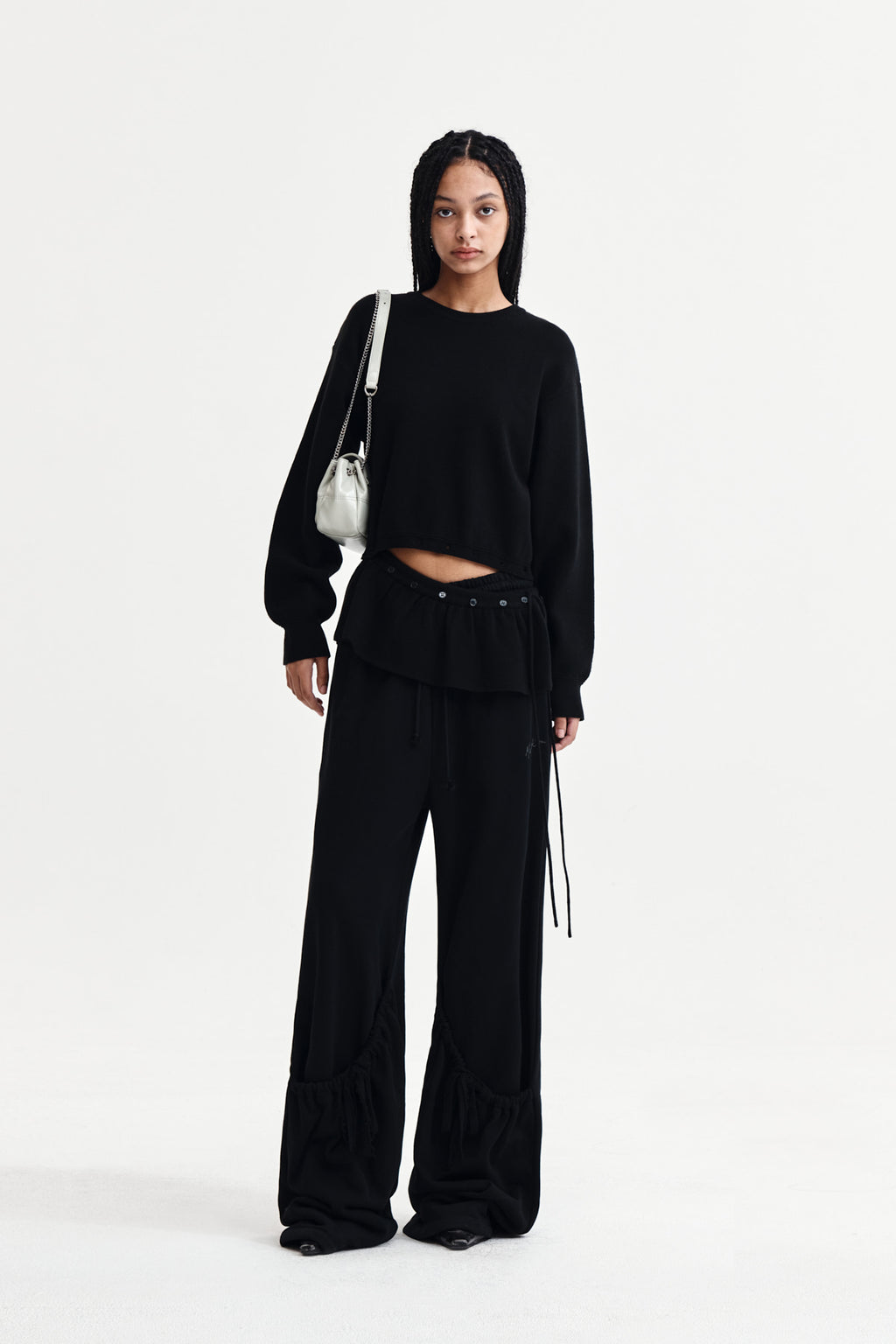 Matin Kim - Detachable Skirt Knit Pullover (Black) product image 8 | TRAB K-Fashion Australia