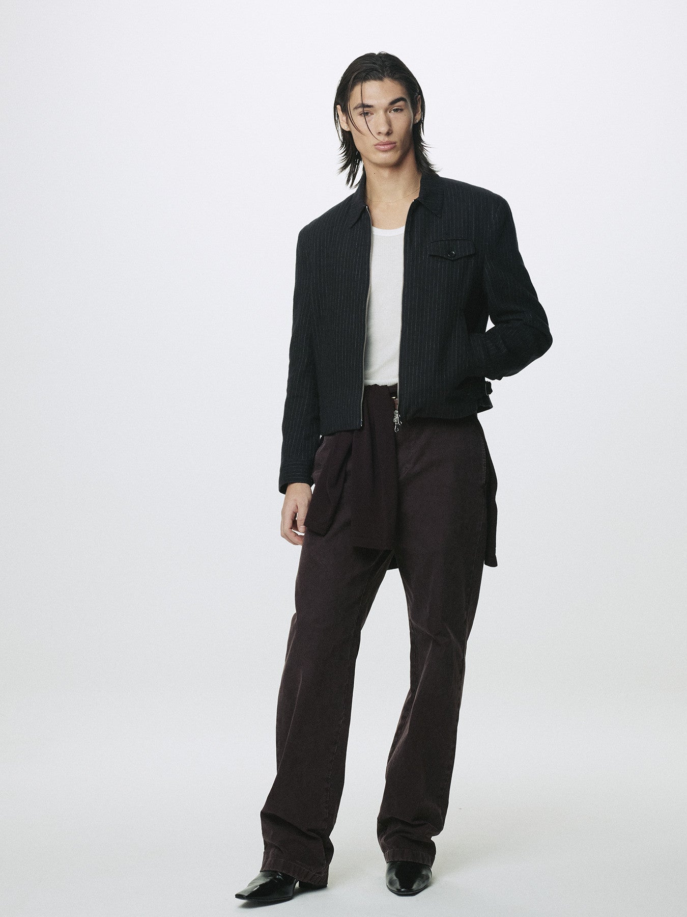 Tonywack - Washed Striped Wool Cotton Blouson (Washed  Black) product image 3 | TRAB K-Fashion Australia