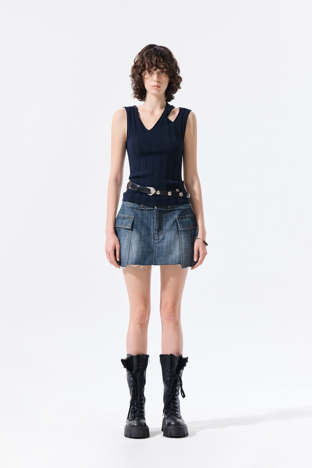 Matin Kim - Cargo Mini Denim Skort (Blue) product image 6 | TRAB K-Fashion Australia