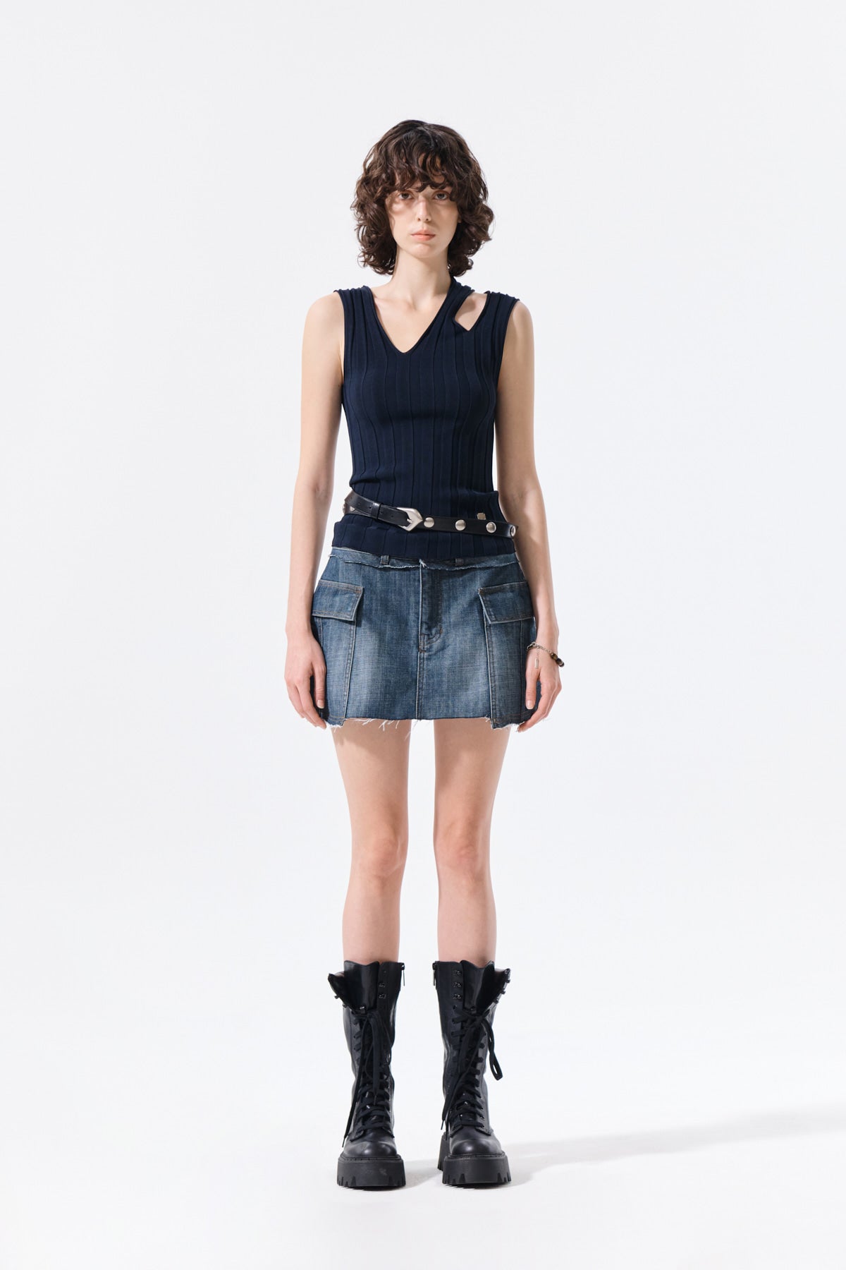 Matin Kim - Cargo Mini Denim Skort (Blue) product image 6 | TRAB K-Fashion Australia
