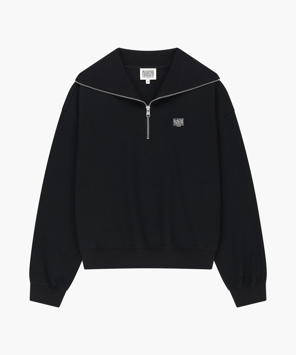 Marithe & Francois Girbaud - Micro Classic Logo Quarter Zipup Sweatshirt (Black) product image 6 | TRAB K-Fashion Australia