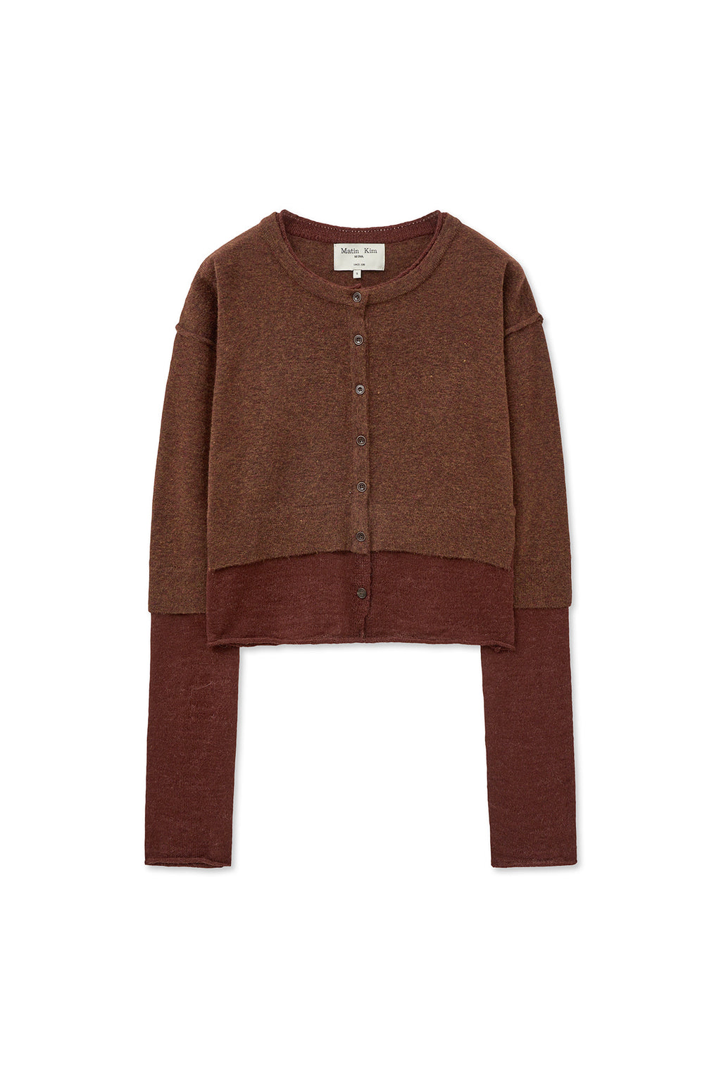Matin Kim - Layered Texture Knit Cardigan (Brown) product image 1 | TRAB K-Fashion Australia