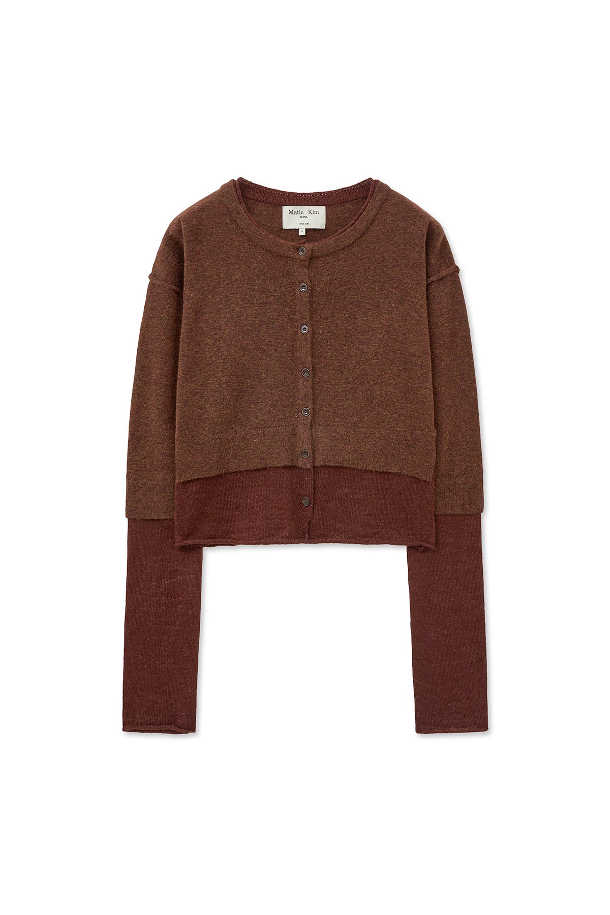 Matin Kim - Layered Texture Knit Cardigan (Brown) product image 1 | TRAB K-Fashion Australia
