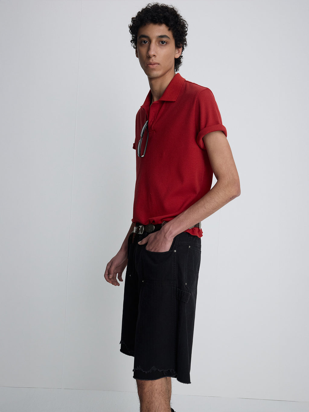 Tonywack - Hand Distressed Hbt Double Knee Shorts (Faded Black) product image 4 | TRAB K-Fashion Australia
