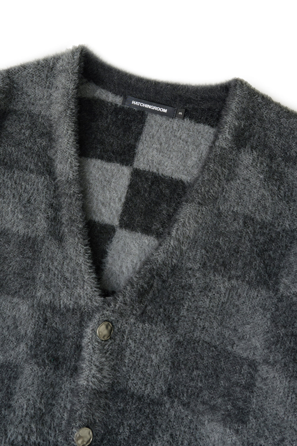 Hatchingroom - Hairy Cardigan Checkerboard (Charcoal/Grey) product image 3 | TRAB K-Fashion Australia