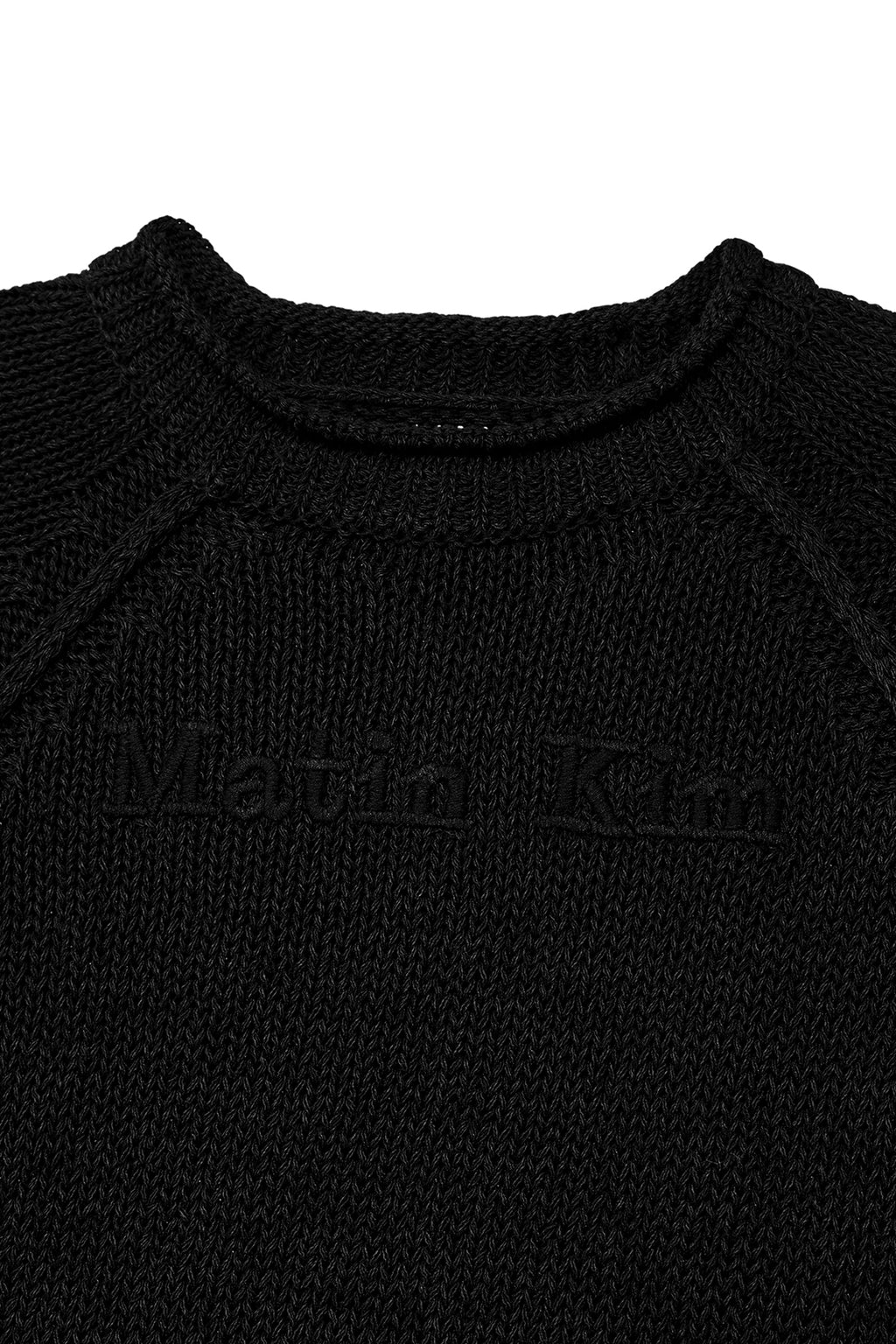 Matin Kim - Three Quarter Sleeve Logo Knit Pullover (Black) product image 3 | TRAB K-Fashion Australia