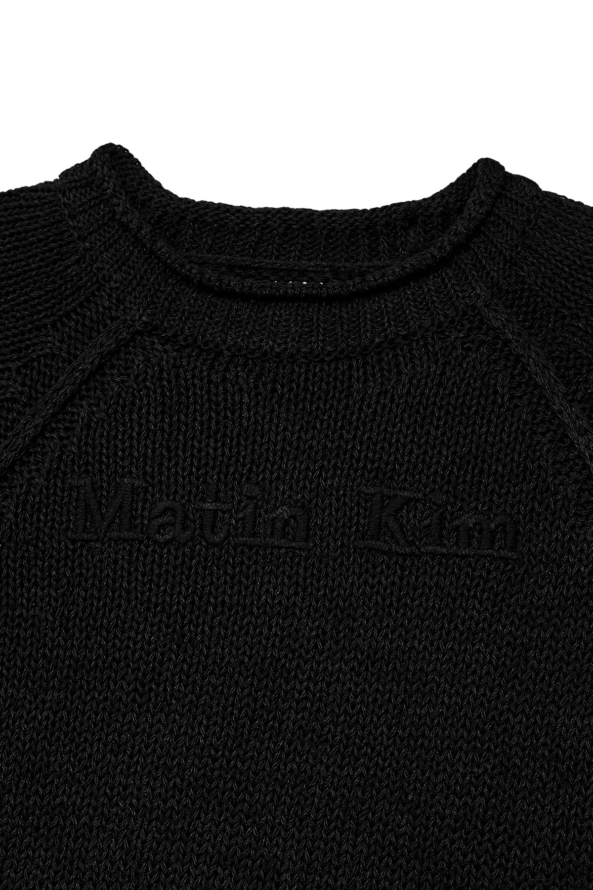 Matin Kim - Three Quarter Sleeve Logo Knit Pullover (Black) product image 3 | TRAB K-Fashion Australia