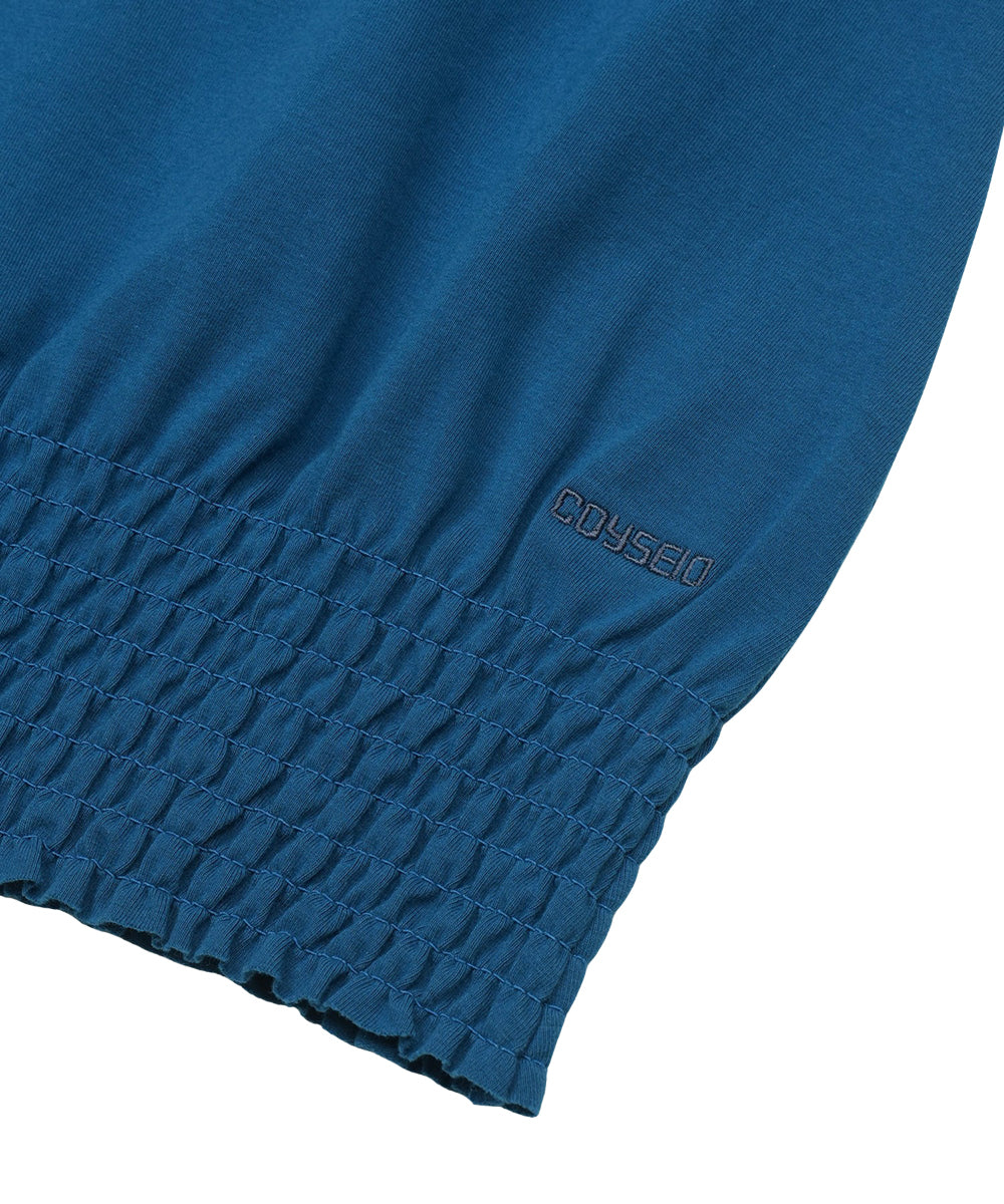 Coyseio - Ruffle V-Neck Smocked T-Shirt (Blue) product image 17 | TRAB K-Fashion Australia