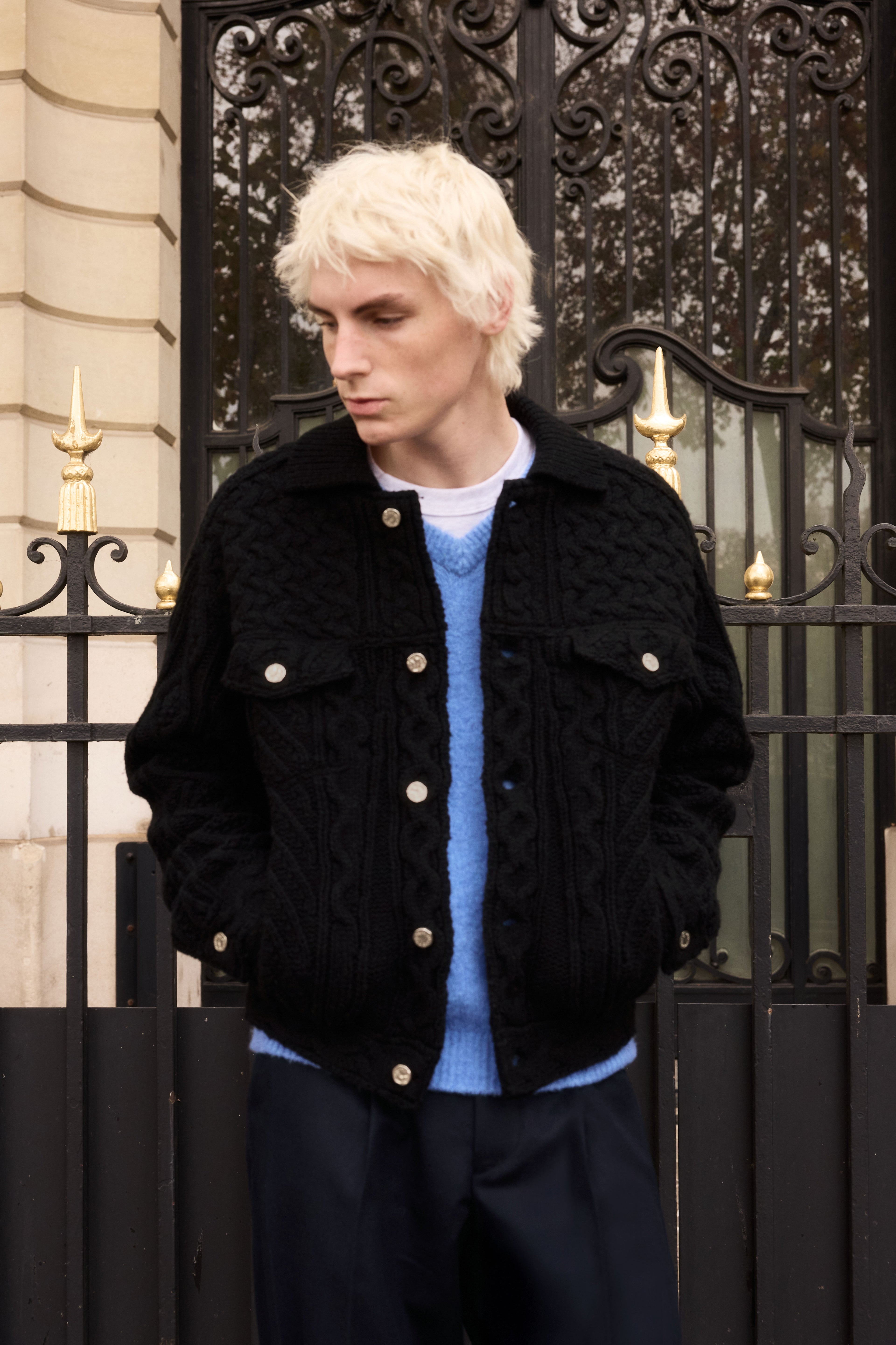 STU - Knit Trucker Jacket In (Black) product image 3 | TRAB K-Fashion Australia