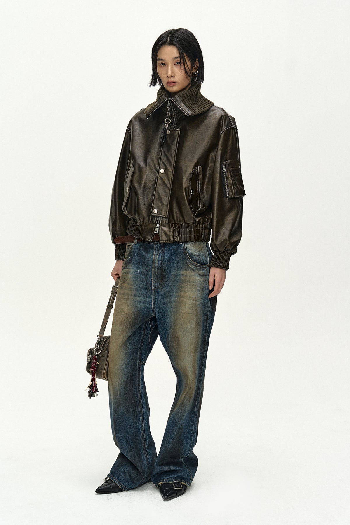 Andersson Bell - Unisex Coated Blue Wide-Leg Jeans (Blue) product image 9 | TRAB K-Fashion Australia