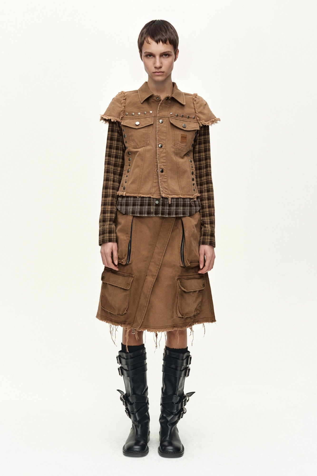 Andersson Bell - Layered Studded Vest Shirt (brown) (Brown) product image 8 | TRAB K-Fashion Australia