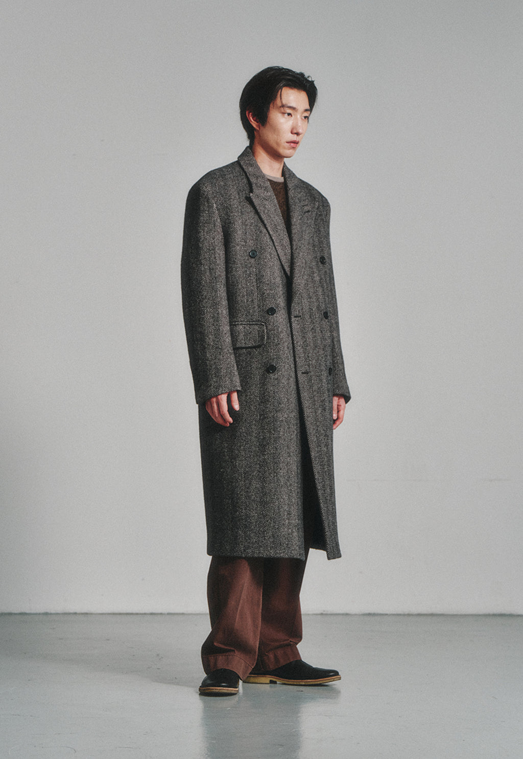 Art if acts - Leather Collar Double-Breasted Coat (Taupe) product image 3 | TRAB K-Fashion Australia