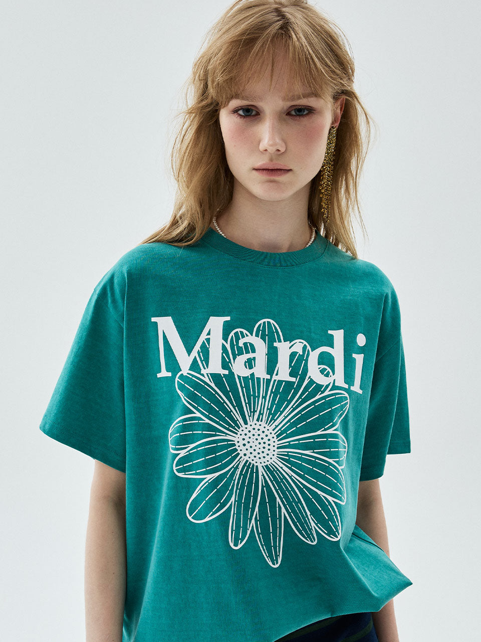 Mardi Mercredi - Tshirt Flowermardi Pigment Washing (Green White) product image 1 | TRAB K-Fashion Australia