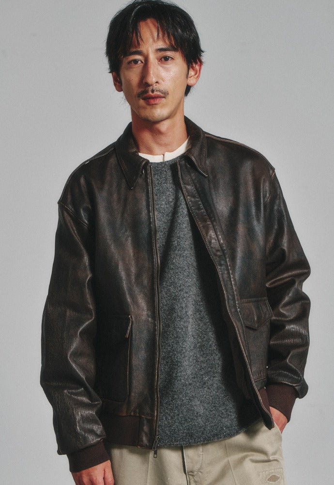 Art if acts - Washed Goat Leather A2 Jacket (Brown) product image 1 | TRAB K-Fashion Australia
