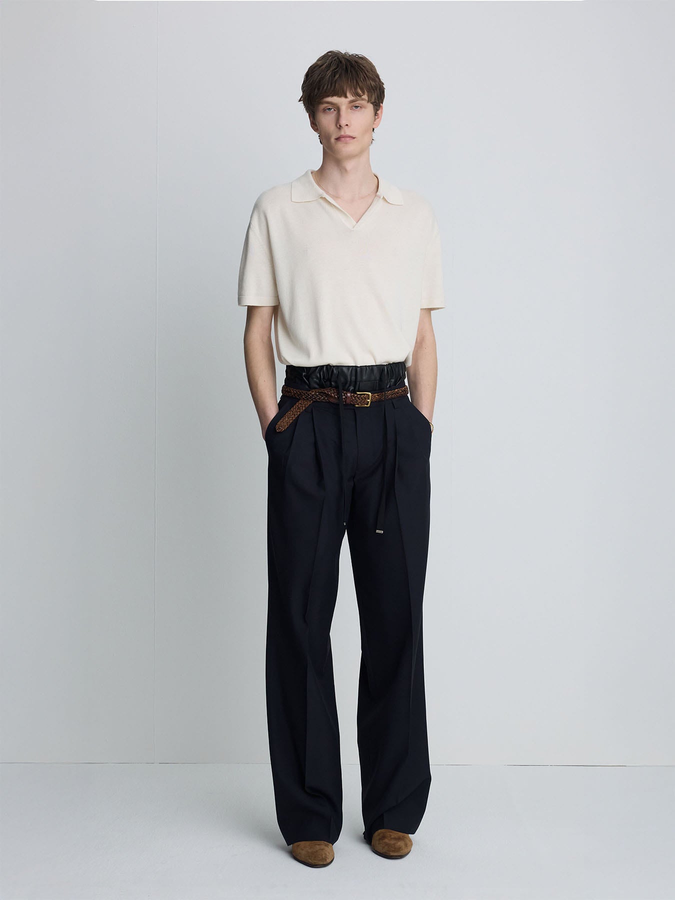 Tonywack - Tropical Wool Low-Rise Pleated Trousers (Navy) product image 7 | TRAB K-Fashion Australia