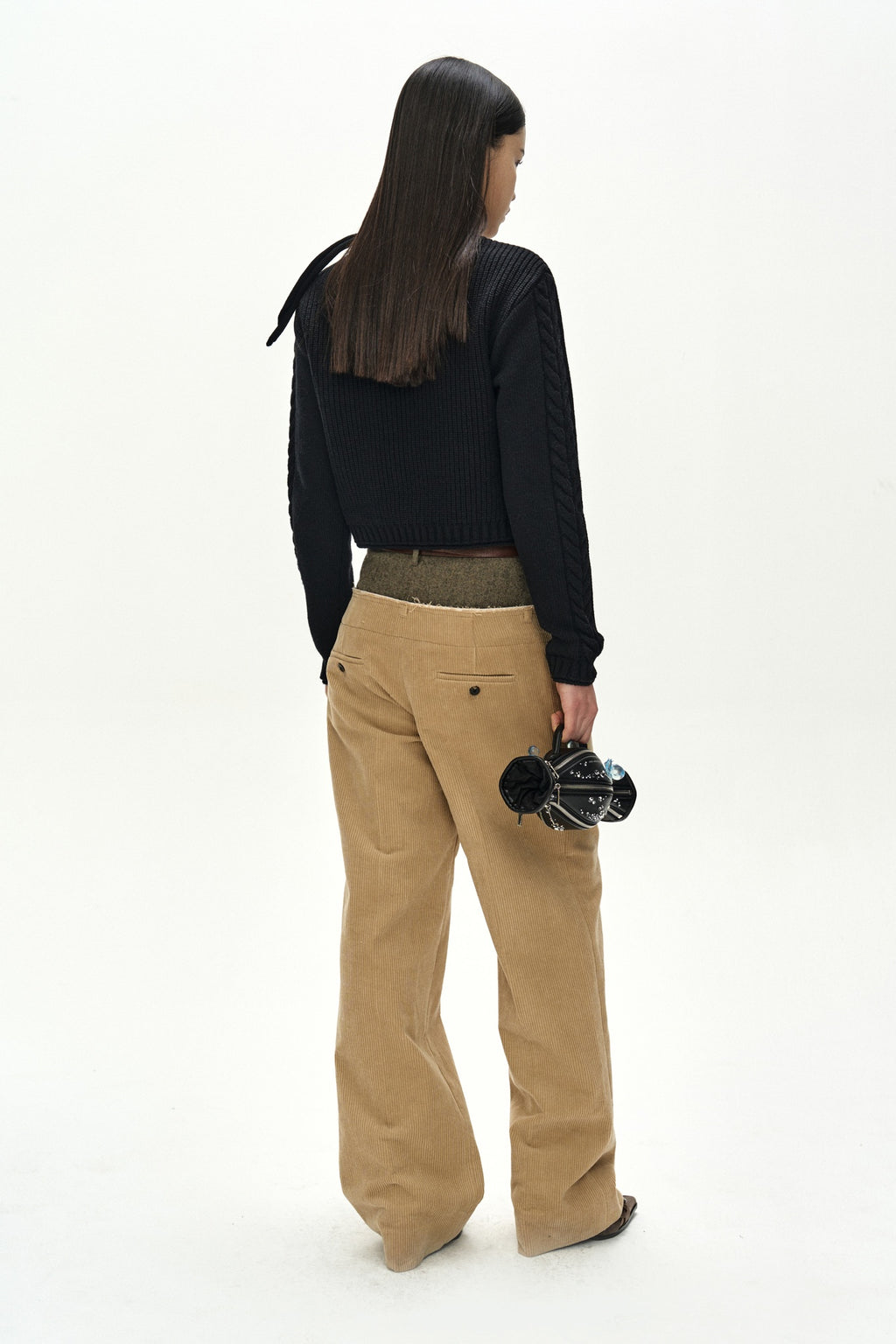 Andersson Bell - Scarf Tie Knit Cardigan (Black) product image 3 | TRAB K-Fashion Australia