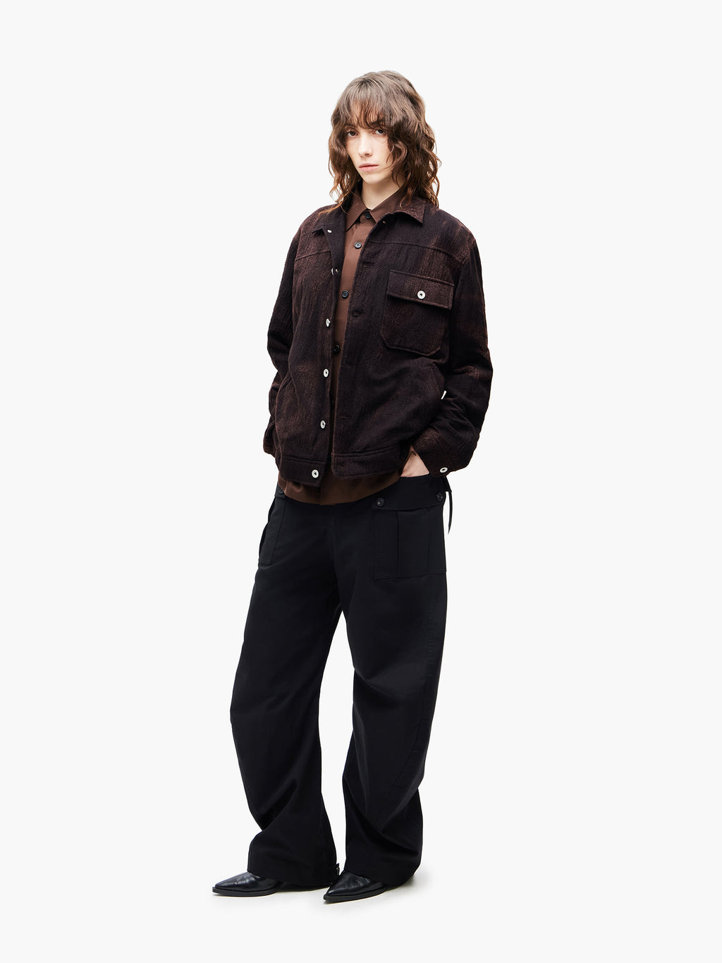 Jiyong Kim - Sun-Bleached Wool Trucker Jacket (Black) product image 3 | TRAB K-Fashion Australia