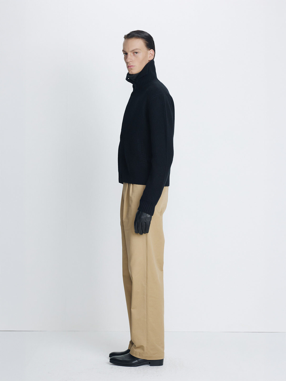 Tonywack - High Neck Merino Wool Button-Up Knitted Blouson (Black) product image 3 | TRAB K-Fashion Australia