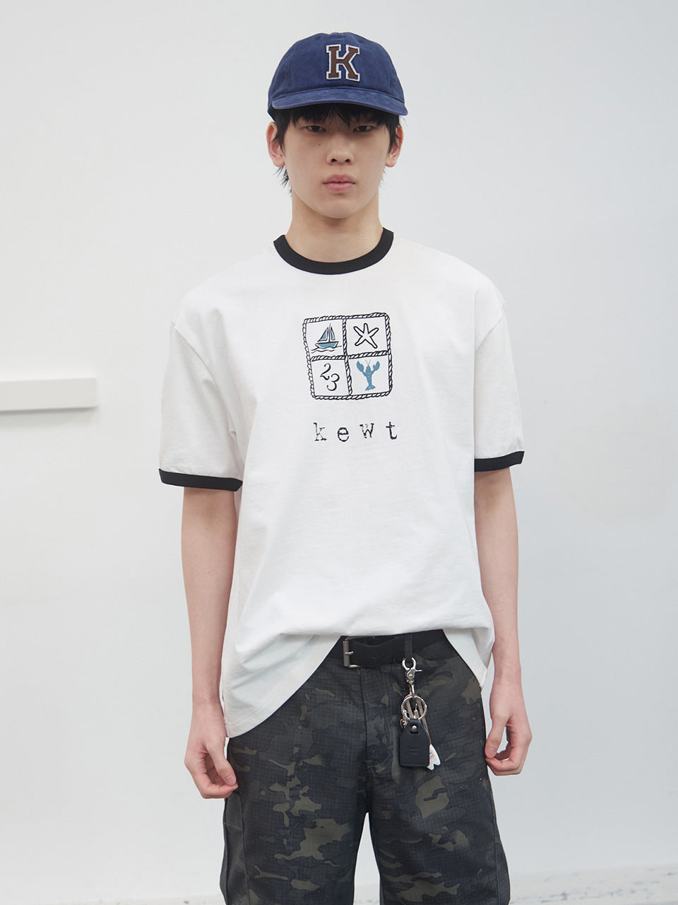 Kijun - Kewt Ringer Tee (Off-White) product image 1 | TRAB K-Fashion Australia