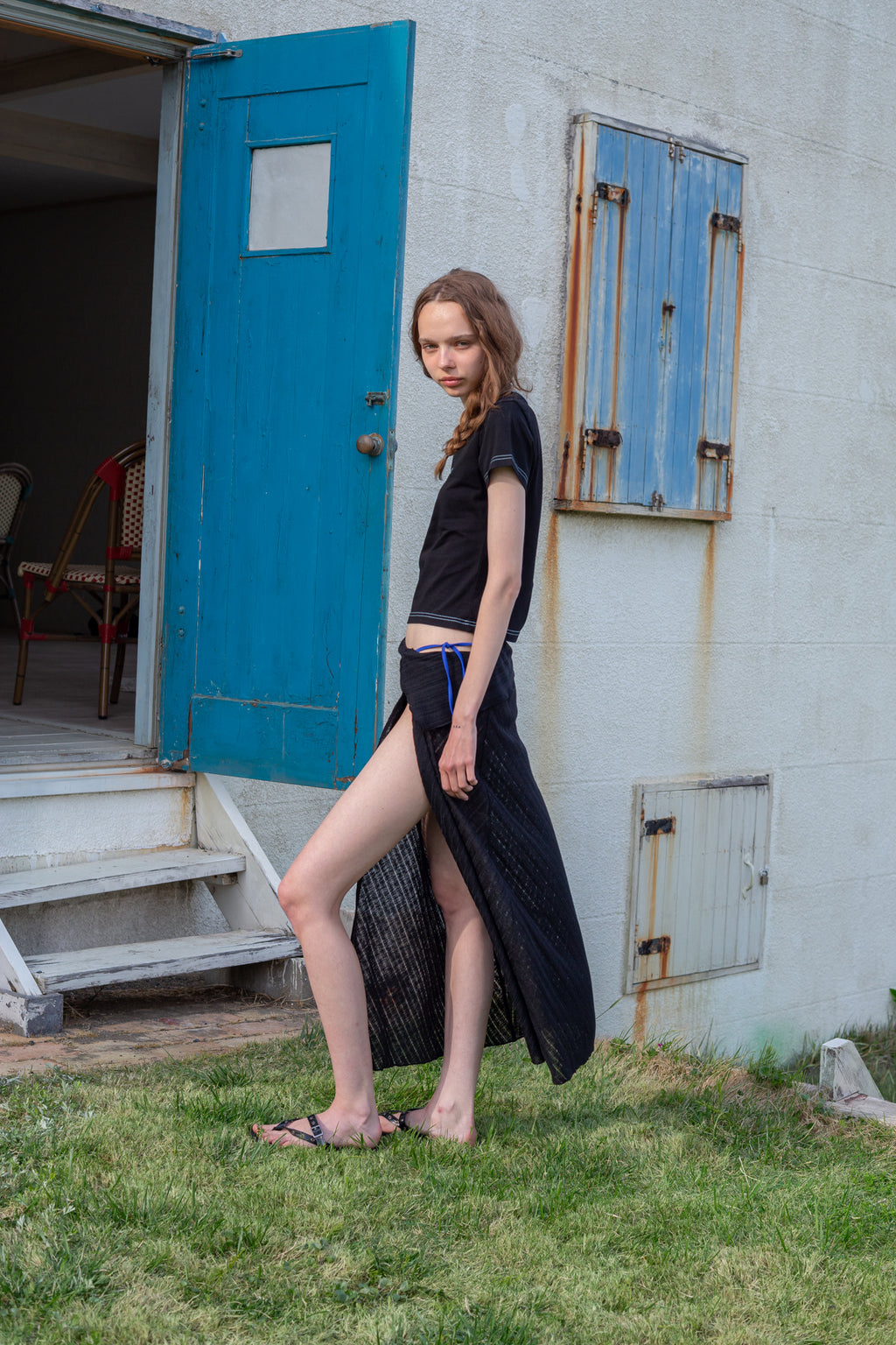 Matin Kim - Foldover Layered Maxi Wrap Skirt (Black) product image 9 | TRAB K-Fashion Australia