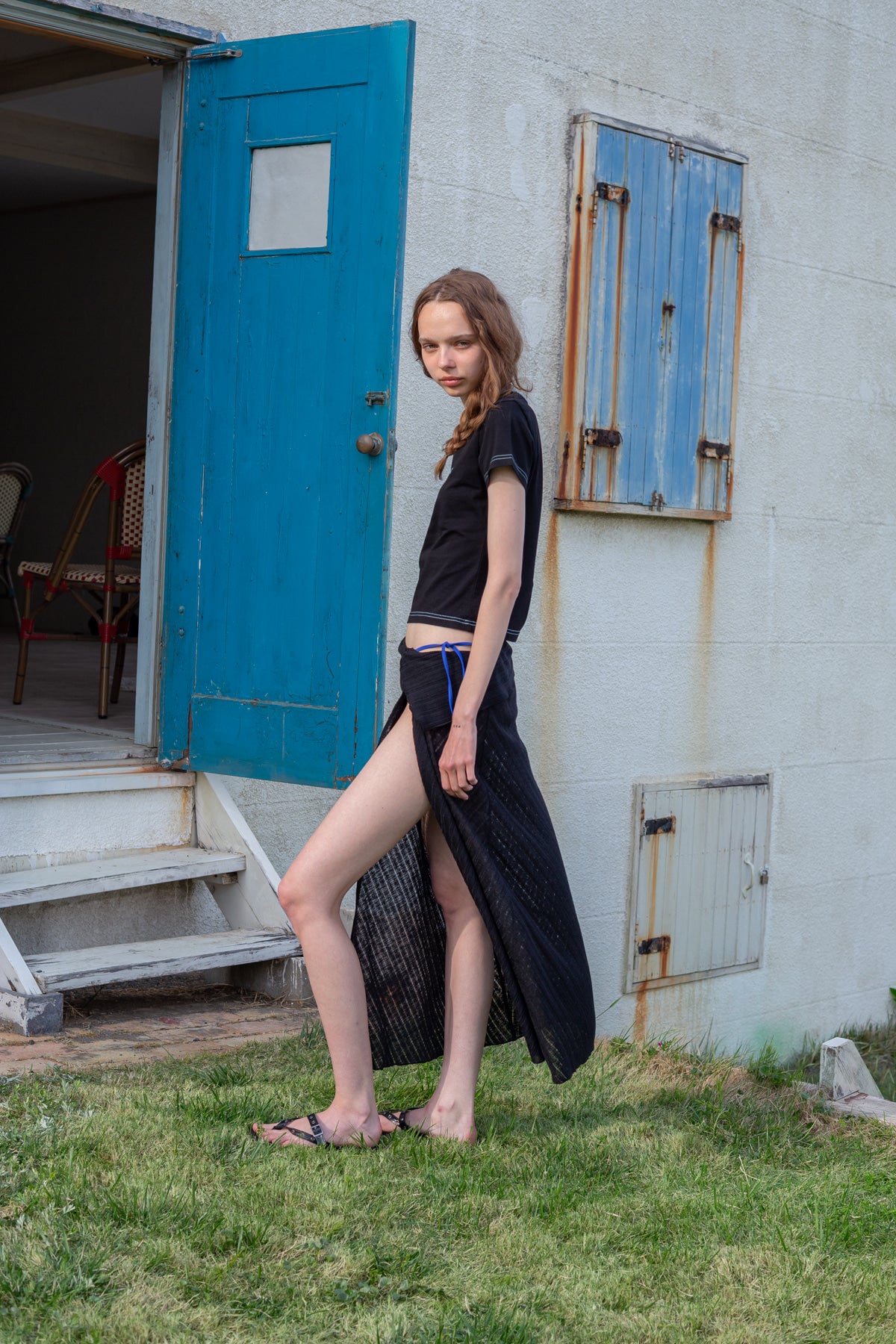 Matin Kim - Foldover Layered Maxi Wrap Skirt (Black) product image 9 | TRAB K-Fashion Australia