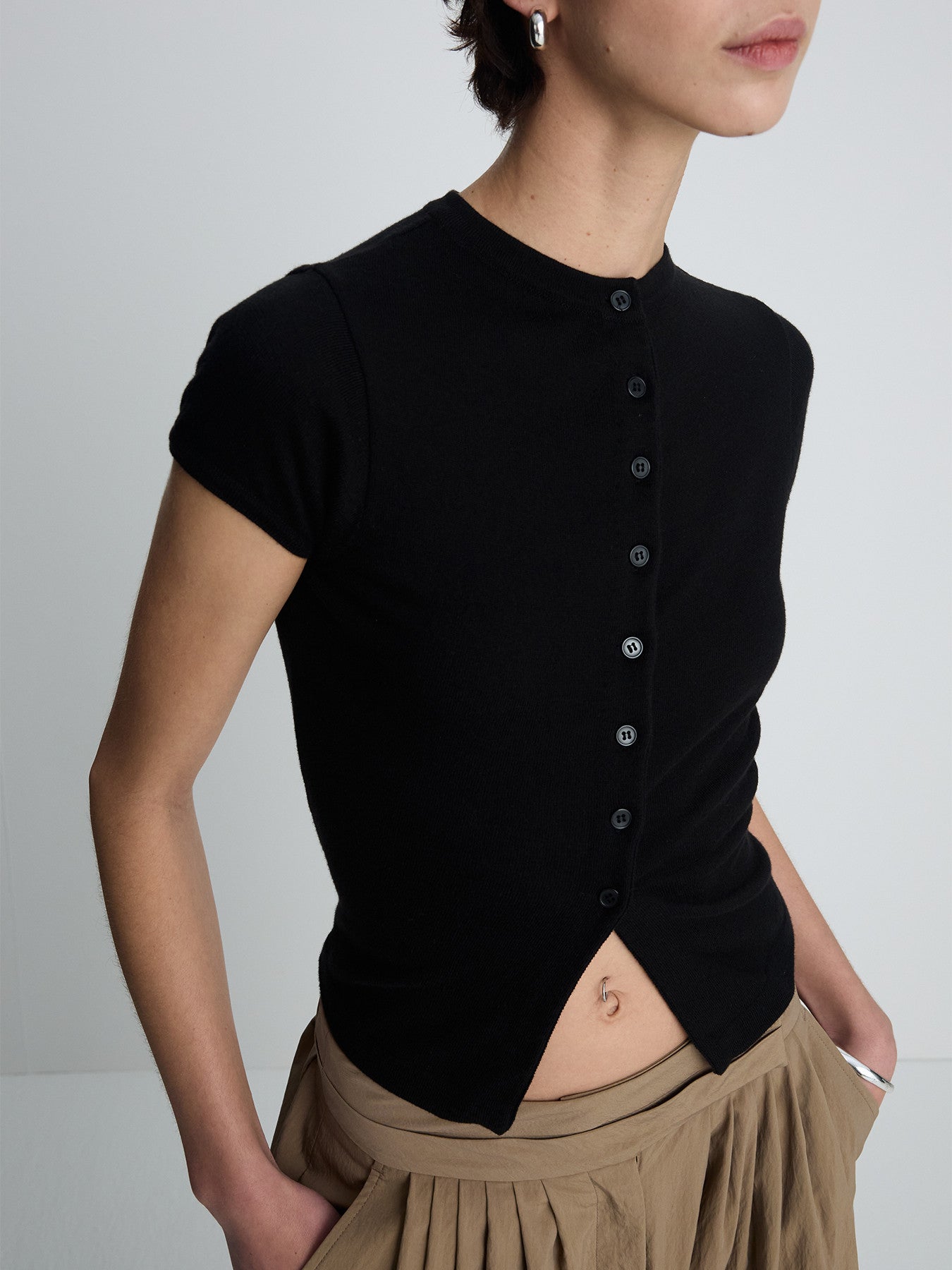 Tonywack - Silk Cotton Cap Sleeve Cardigan (Black) product image 9 | TRAB K-Fashion Australia