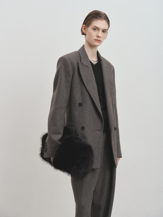 Tonywack - Tailored Wool Twill Double-Breasted Jacket (Grey) product image 7 | TRAB K-Fashion Australia