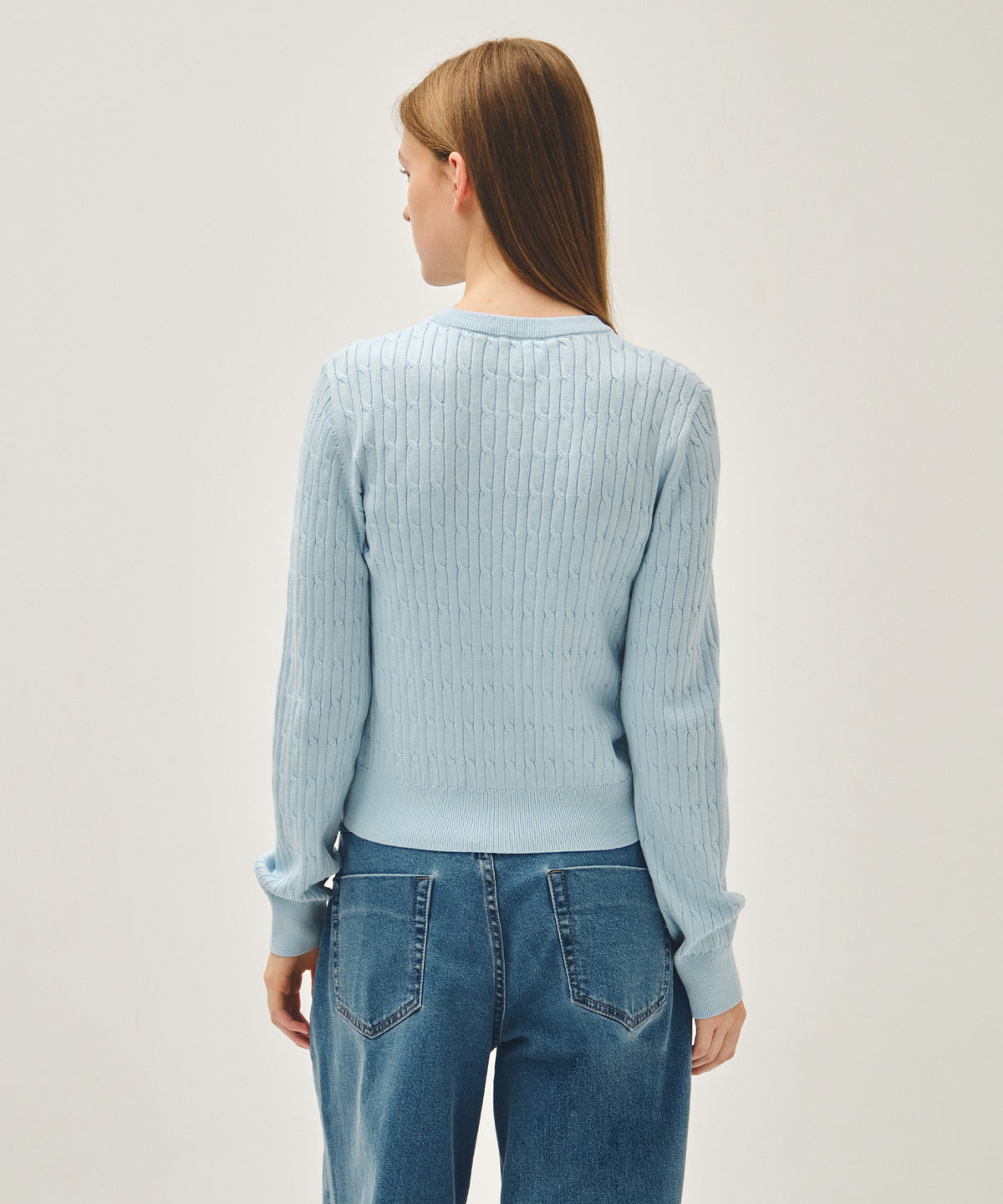 Marithe & Francois Girbaud - Cable Knit Cardigan (Sky Blue) product image 3 | TRAB K-Fashion Australia