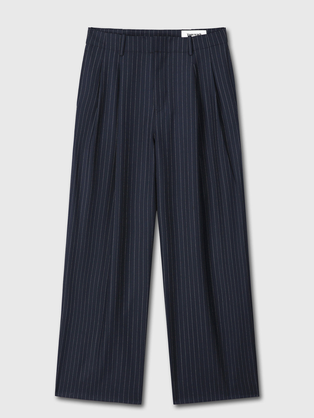 Tonywack - Striped Wool Double-Pleats Wide Trousers (Navy Pinstripe) product image 7 | TRAB K-Fashion Australia
