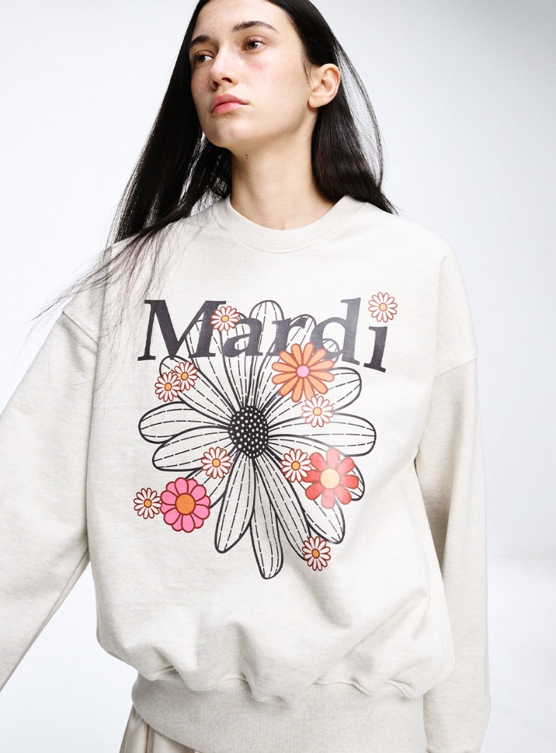 Mardi Mercredi - Sweatshirt Flowermardi Blossom (Oatmeal Black) product image 1 | TRAB K-Fashion Australia