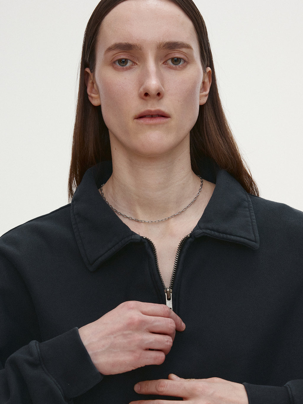 Tonywack - Garment-Dyed Cropped Zip Up Sweatshirt (Faded Black) product image 6 | TRAB K-Fashion Australia