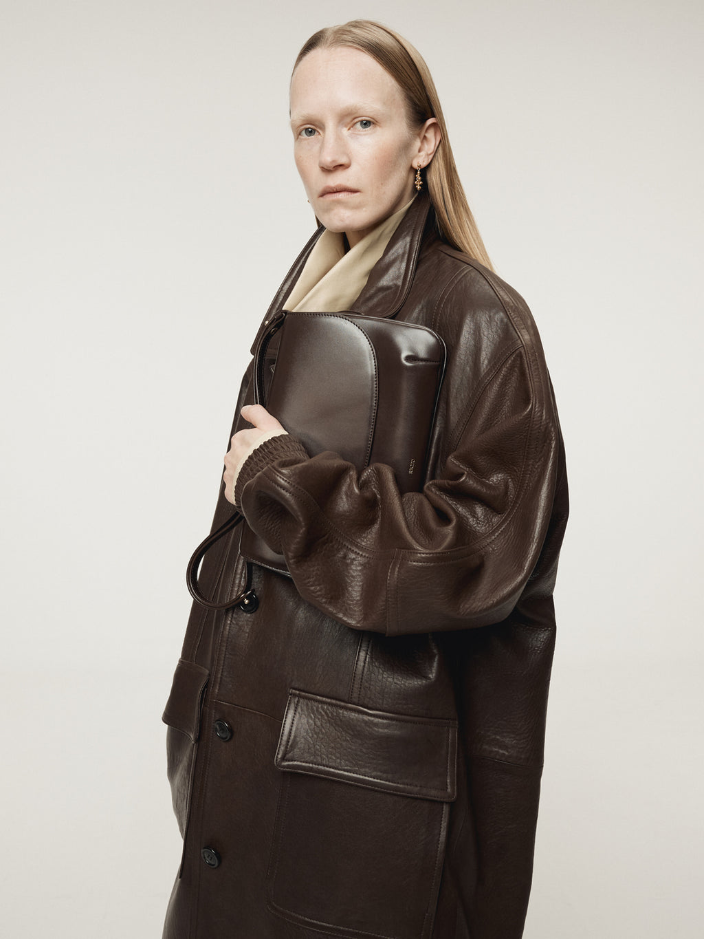Recto - Oversized Leather Coat (Dark Brown) product image 6 | TRAB K-Fashion Australia