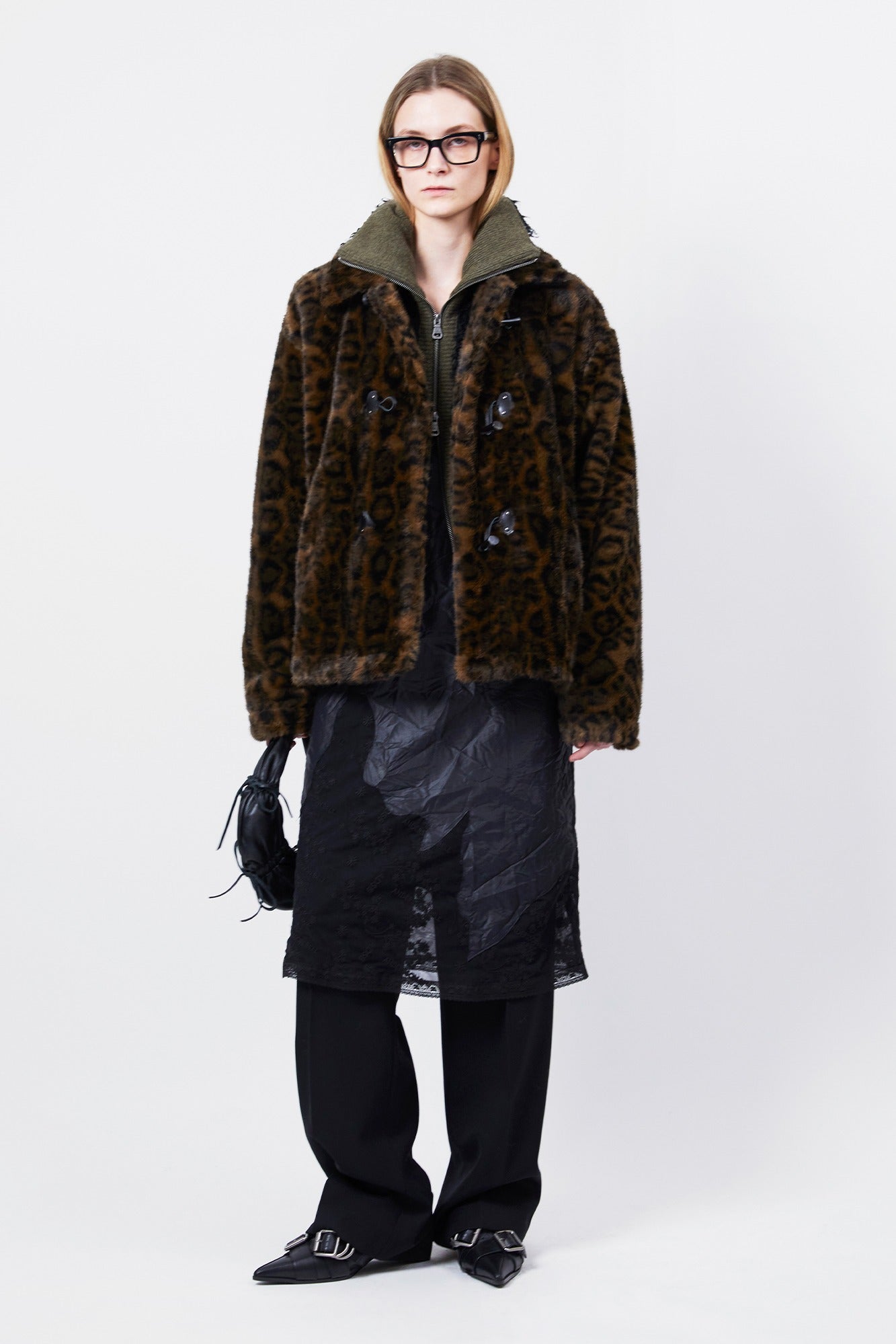 Andersson Bell - Unisex Leopard Fur Duffle Jacket (Brown) product image 1 | TRAB K-Fashion Australia