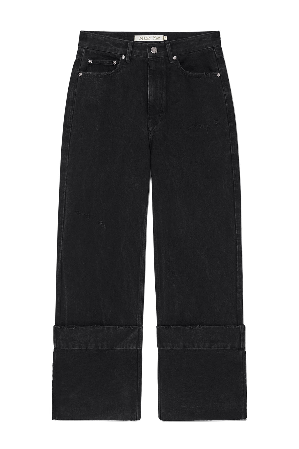 Matin Kim - Damage Turn Up Denim Pants (Black) product image 1 | TRAB K-Fashion Australia