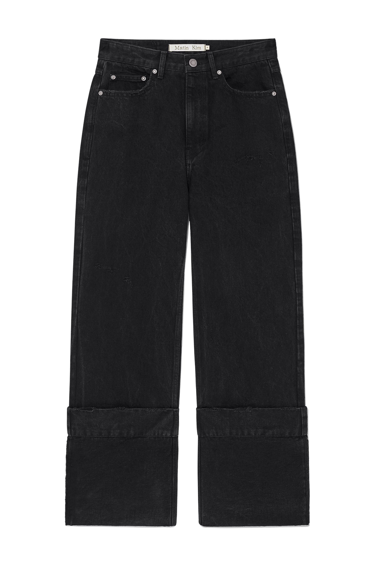 Matin Kim - Damage Turn Up Denim Pants (Black) product image 1 | TRAB K-Fashion Australia