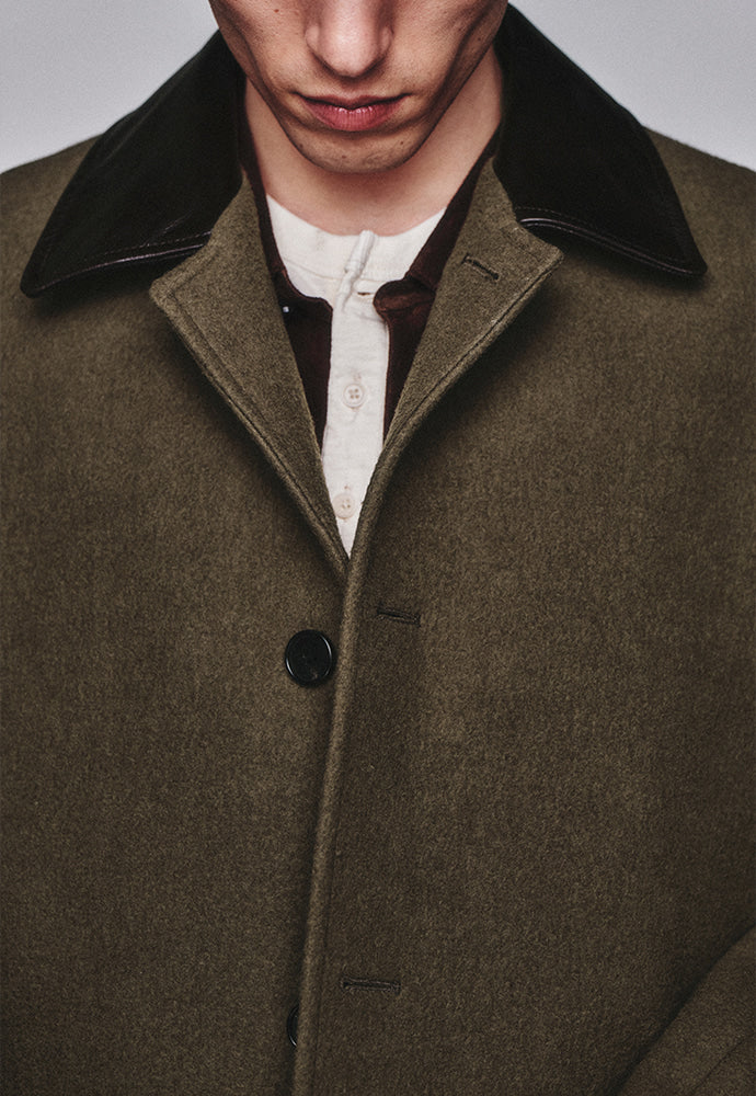 Art if acts - Leather Collar Casentino Half Coat (Moss Grey) product image 6 | TRAB K-Fashion Australia