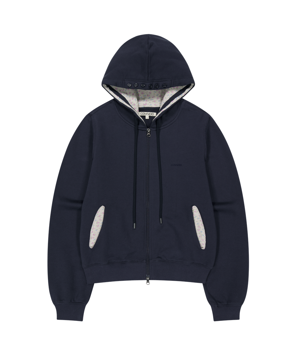Coyseio - Flower Point Zip-Up Hoodie (Navy) product image 1 | TRAB K-Fashion Australia