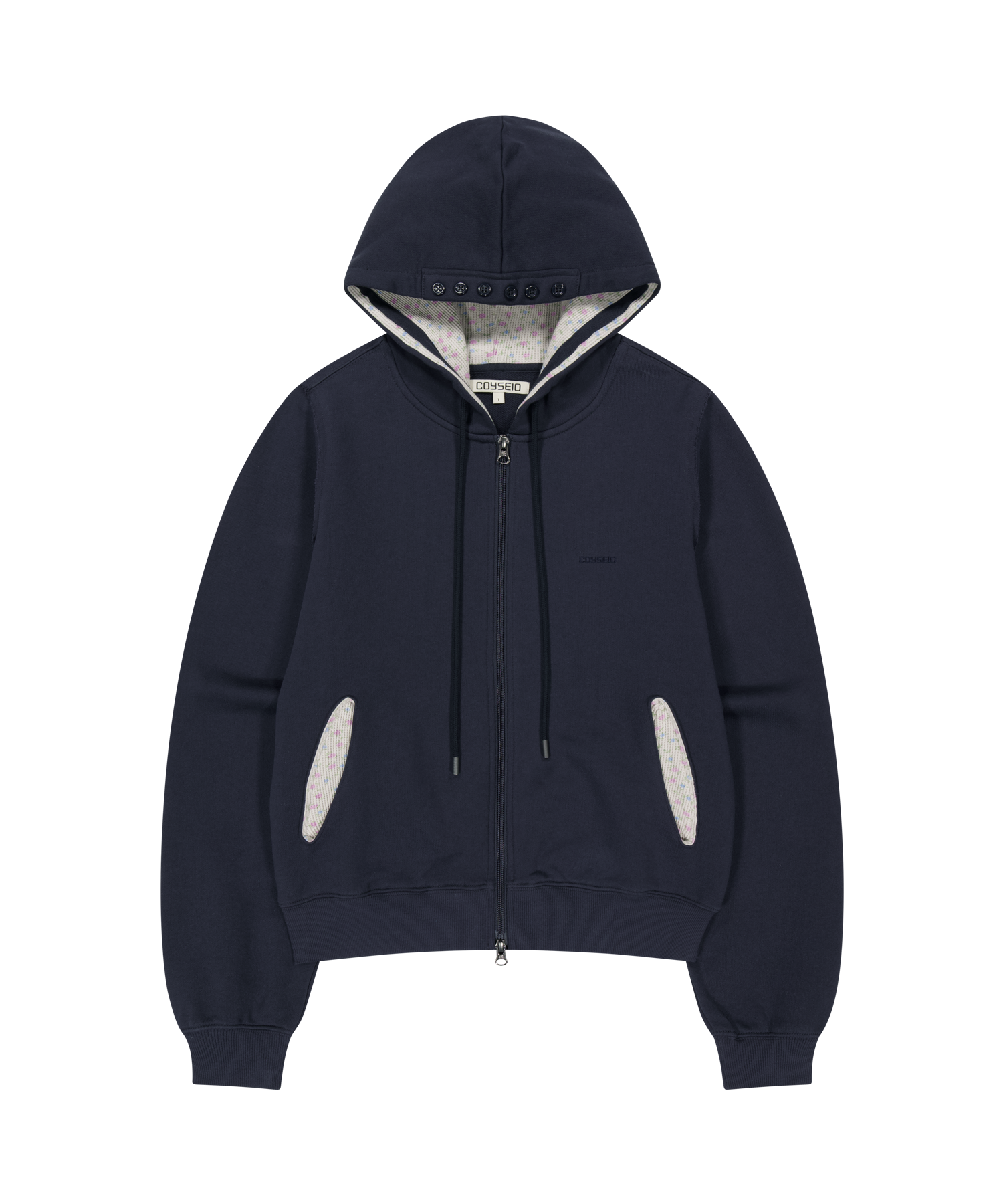 Coyseio - Flower Point Zip-Up Hoodie (Navy) product image 1 | TRAB K-Fashion Australia