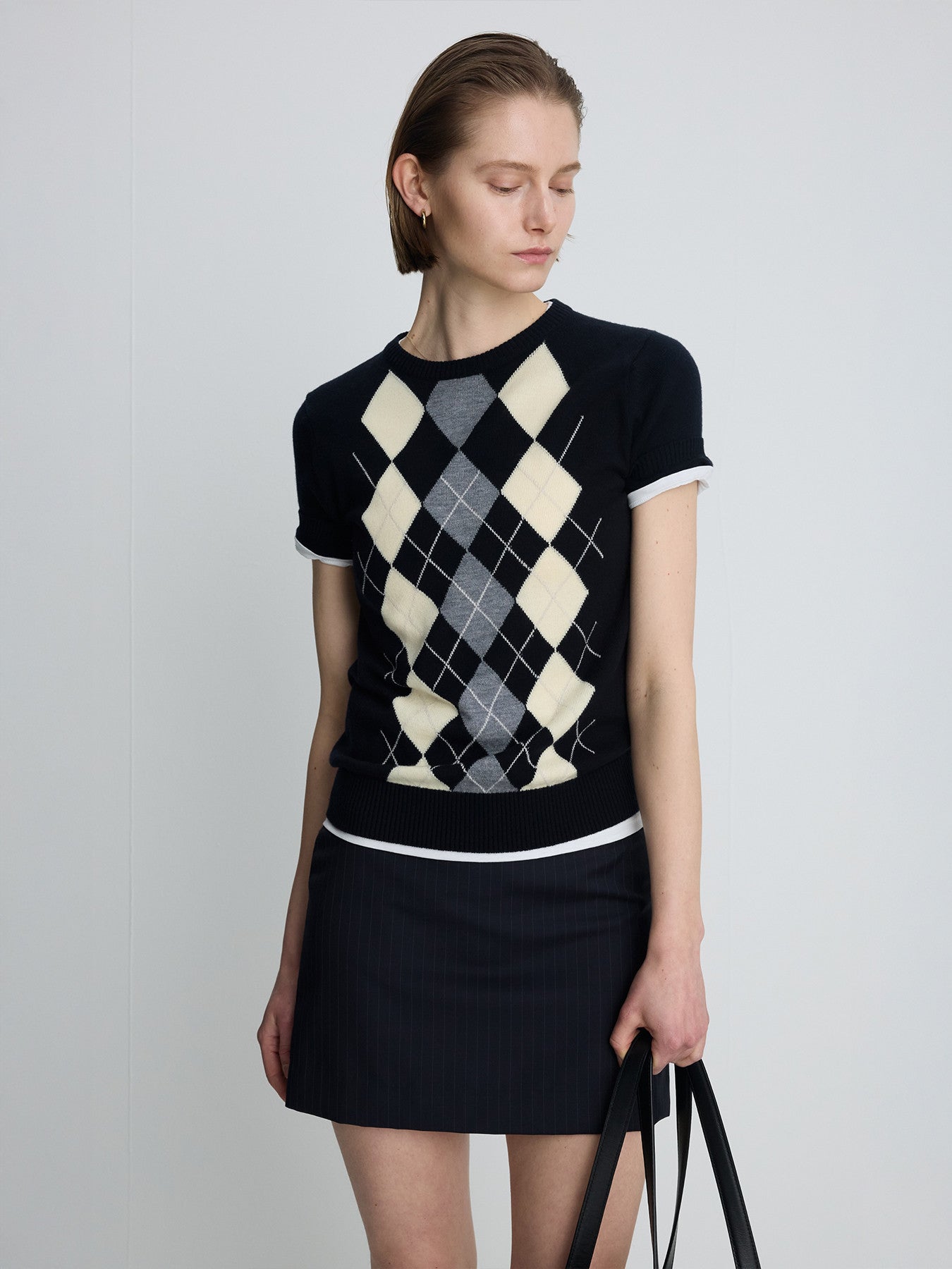 Tonywack - Wool Pin Striped Mini Skirt (Navy Pinstripe) product image 6 | TRAB K-Fashion Australia