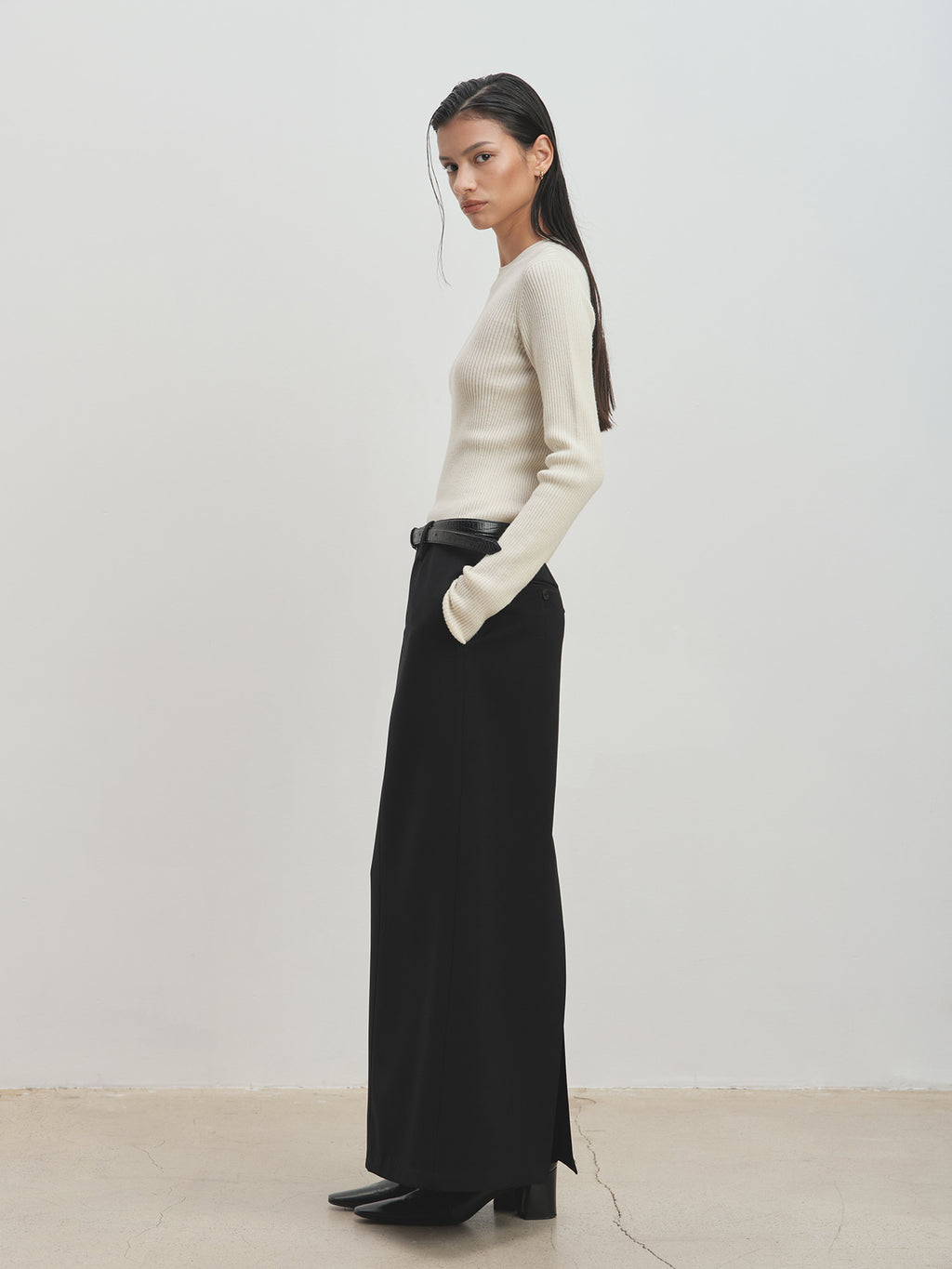 Tonywack - Low-Waisted Wool-Twill Maxi Skirt (Black) product image 4 | TRAB K-Fashion Australia