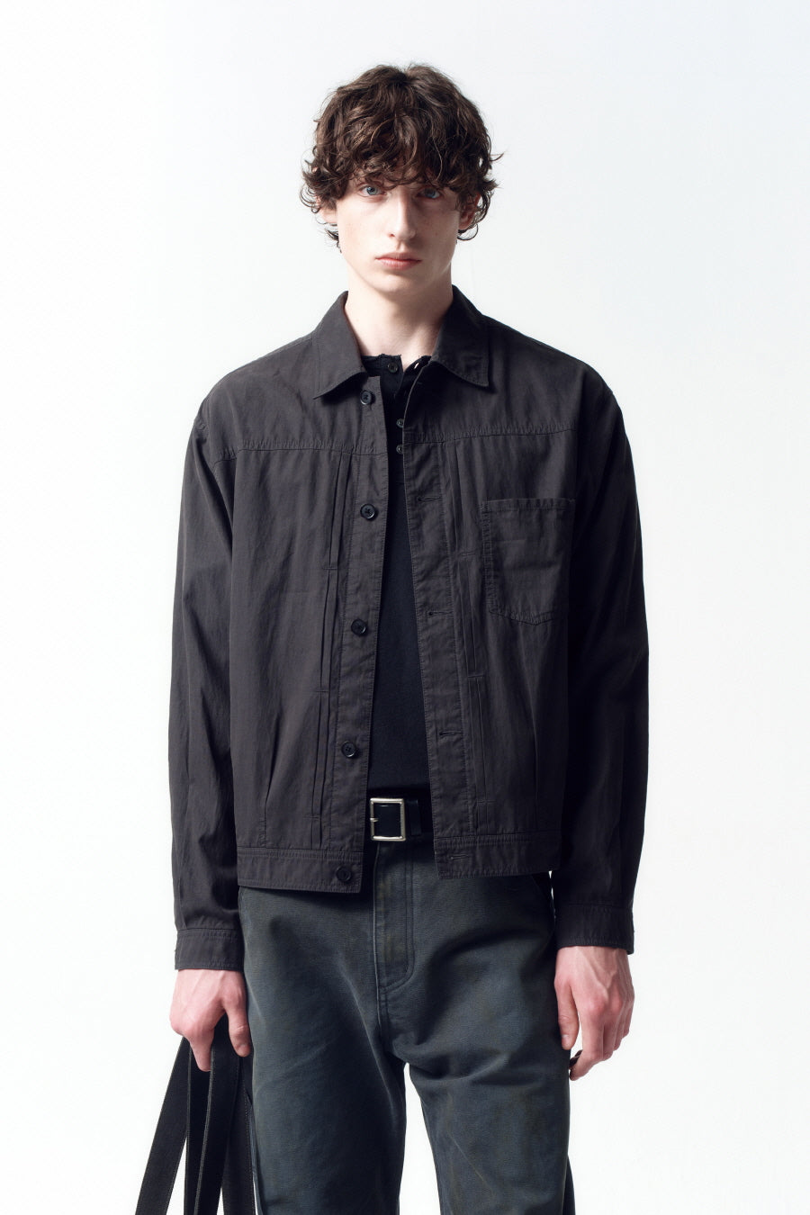 Insilence - Garment-Dyed Tencel Jean Jacket (Washed Black) product image 2 | TRAB K-Fashion Australia