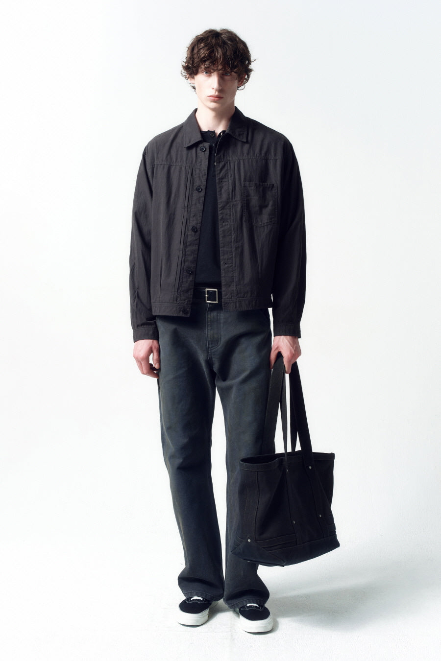 Insilence - Garment-Dyed Tencel Jean Jacket (Washed Black) product image 1 | TRAB K-Fashion Australia