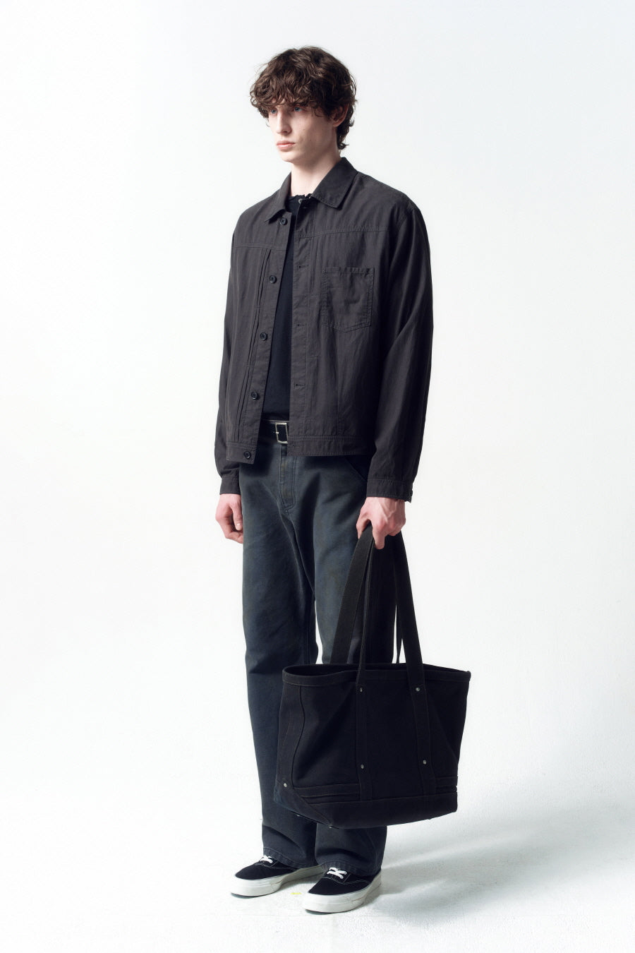 Insilence - Garment-Dyed Tencel Jean Jacket (Washed Black) product image 3 | TRAB K-Fashion Australia