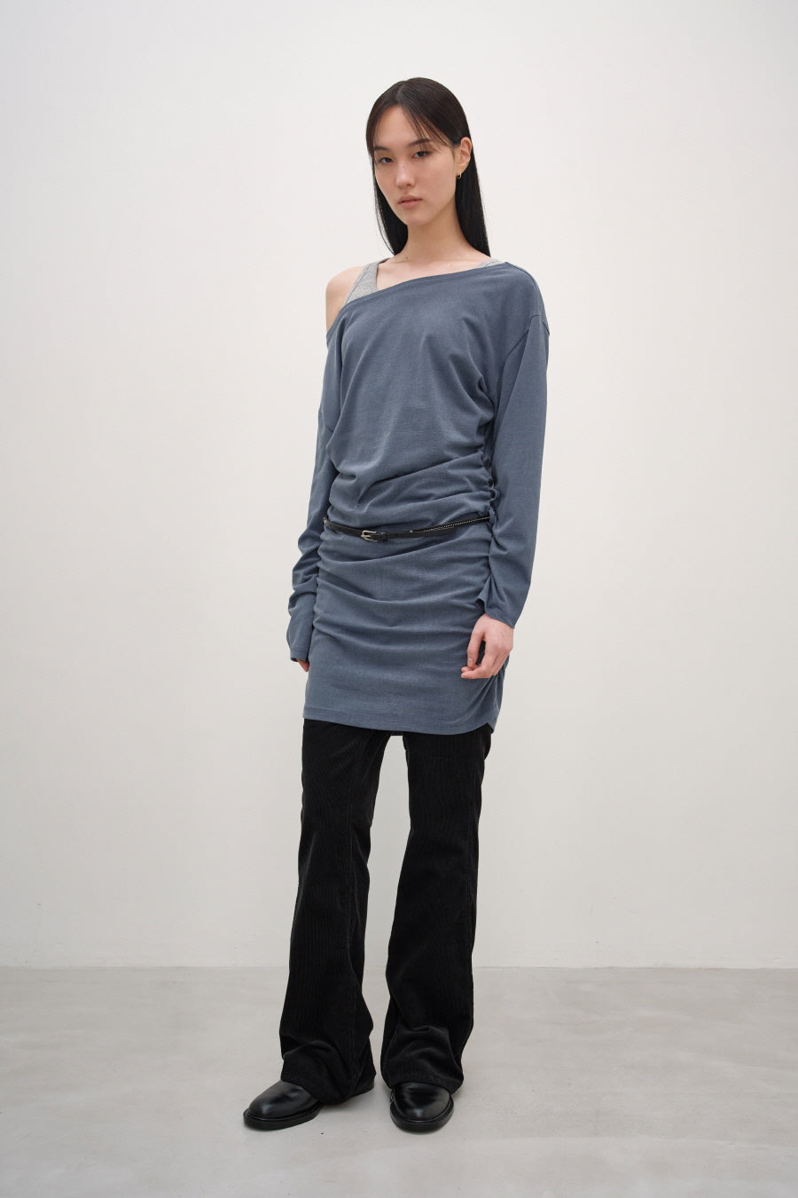 Insilence - Belted Jersey Dress (Blue) product image 3 | TRAB K-Fashion Australia