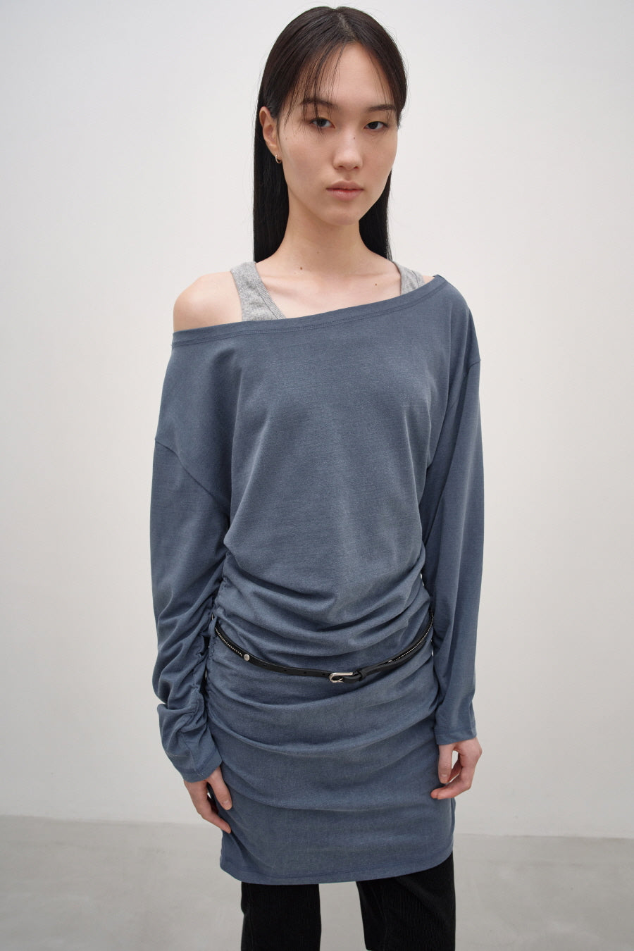 Insilence - Belted Jersey Dress (Blue) product image 2 | TRAB K-Fashion Australia