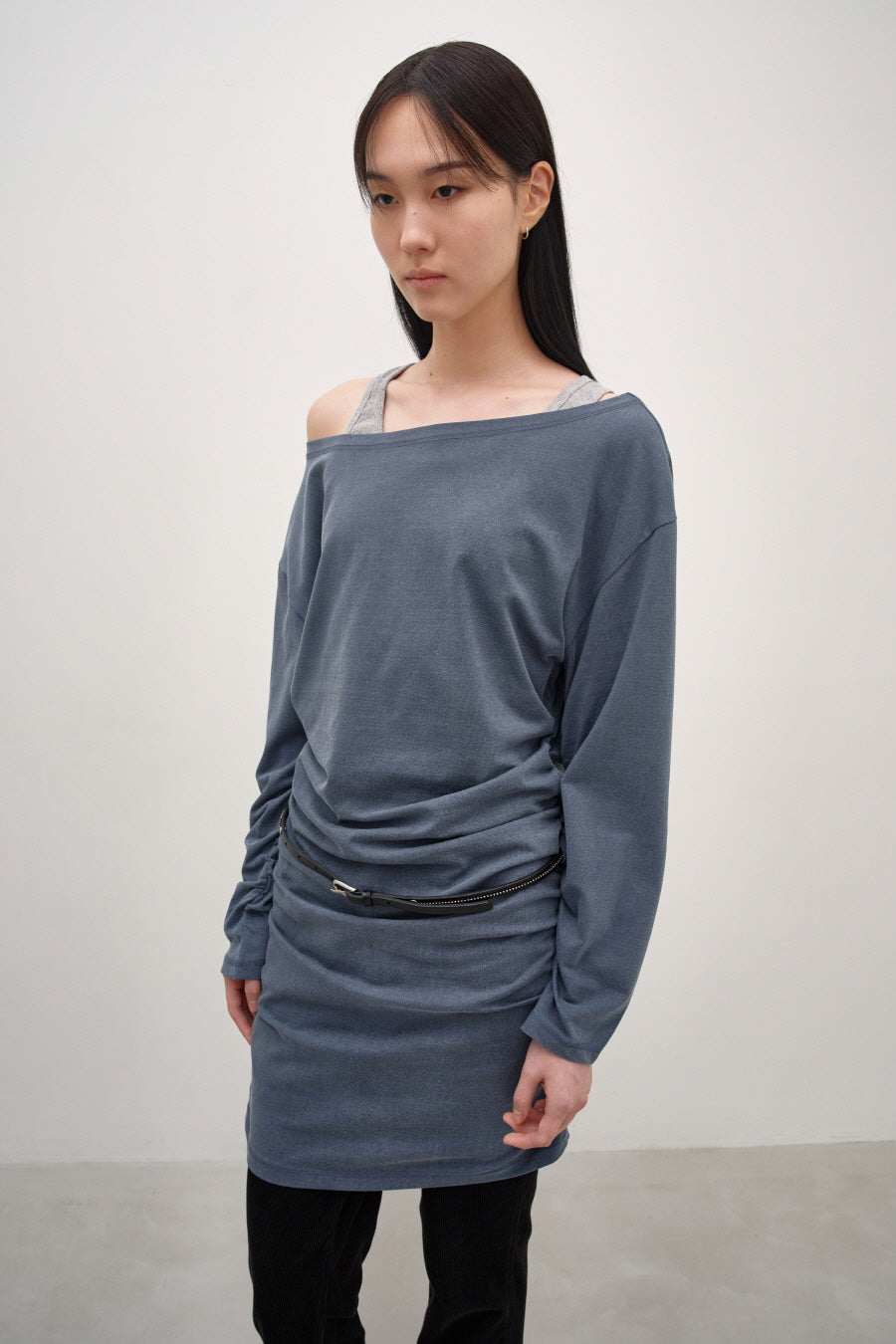 Insilence - Belted Jersey Dress (Blue) product image 4 | TRAB K-Fashion Australia