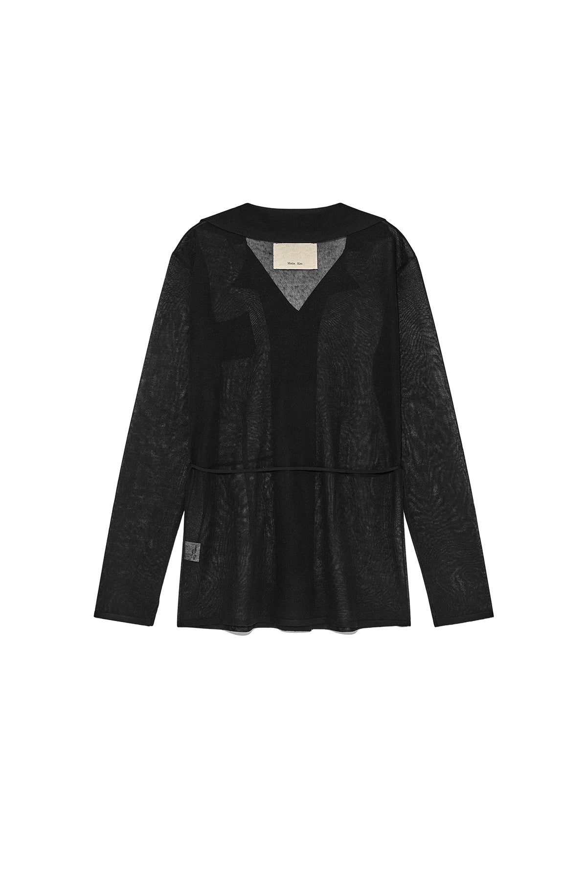 Matin Kim - String Point Plain Long Cardigan (Black) product image 2 | TRAB K-Fashion Australia