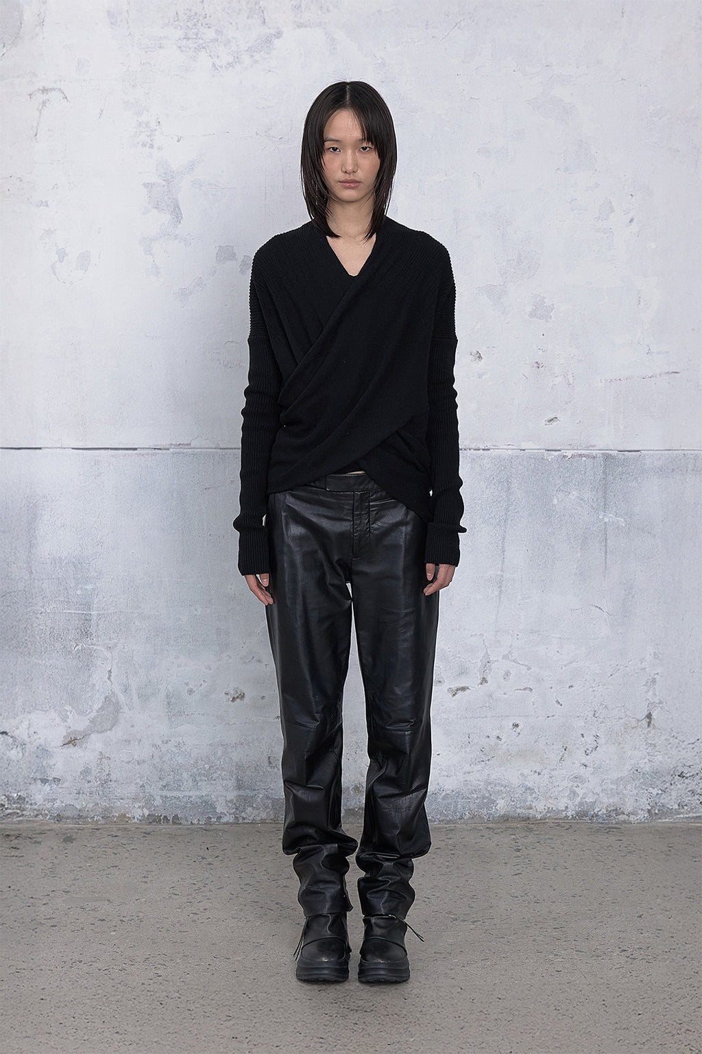 Deinet - Fluid Knit Drape Cardigan (Black) product image 1 | TRAB K-Fashion Australia